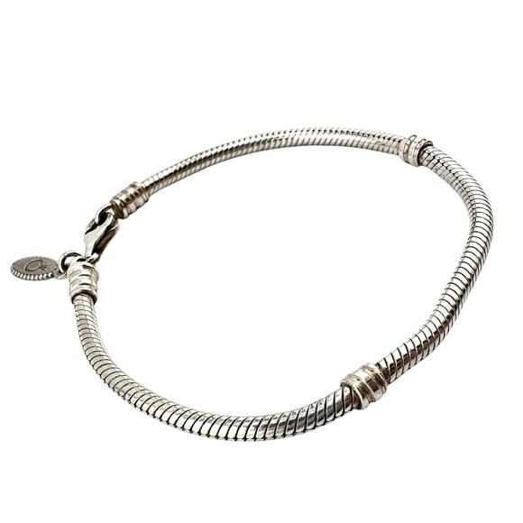 Pandora 925 Authentic Sterling Silver Snake Chain Charm 7” 12.8g Bracelet